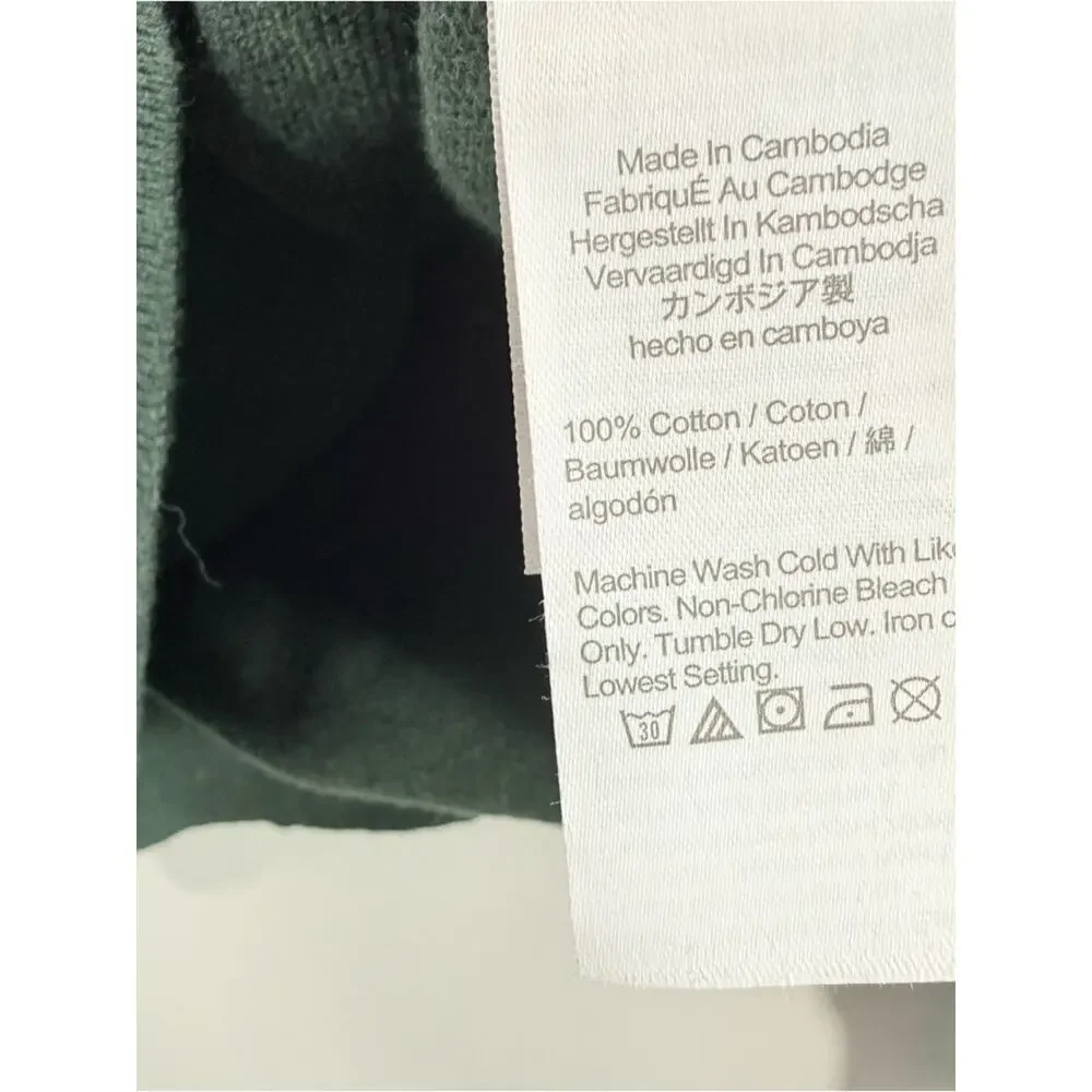 J. Crew 100% Cotton Crewneck Sweater Garter Stitch Military Green H6060 Large